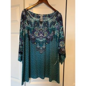 NWT, Catherine’s Beaded Top, Teal, 4x